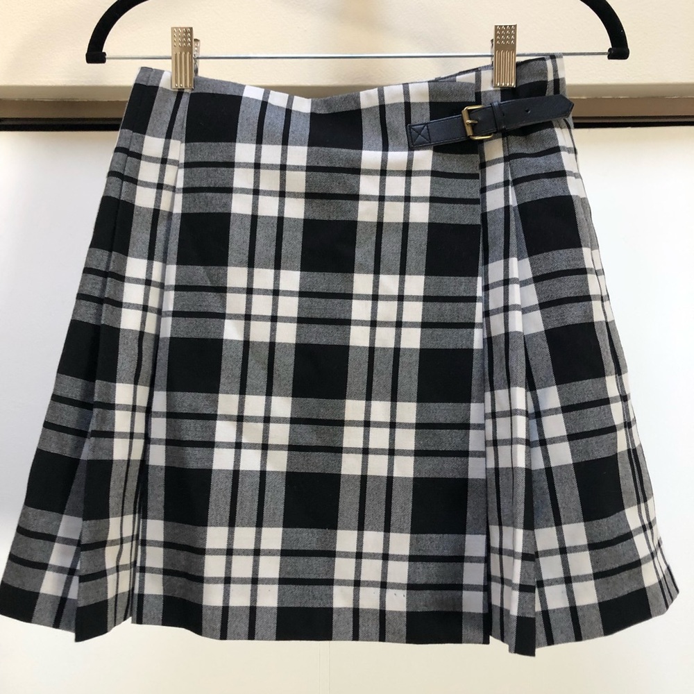 Plaid Wool Blend Pleated Wrap Skirt NWT
